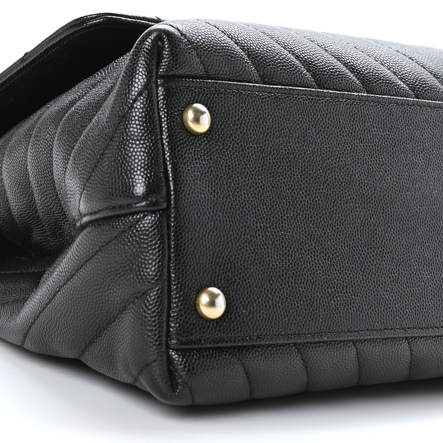Caviar Chevron Quilted Small Coco Handle Flap Black