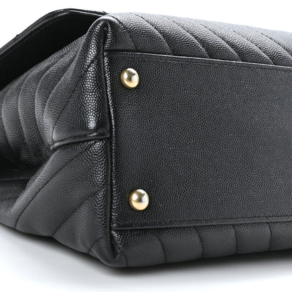 Chanel Caviar Chevron Quilted Small Coco Handle Flap Black 9 of 10
