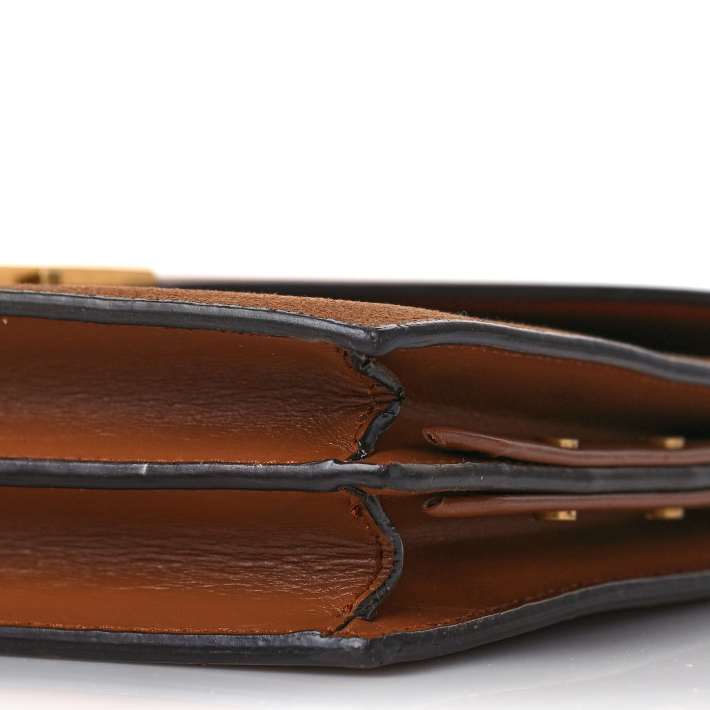 Smooth Calfskin Suede Monogram Cassandra Clasp Bag Brown