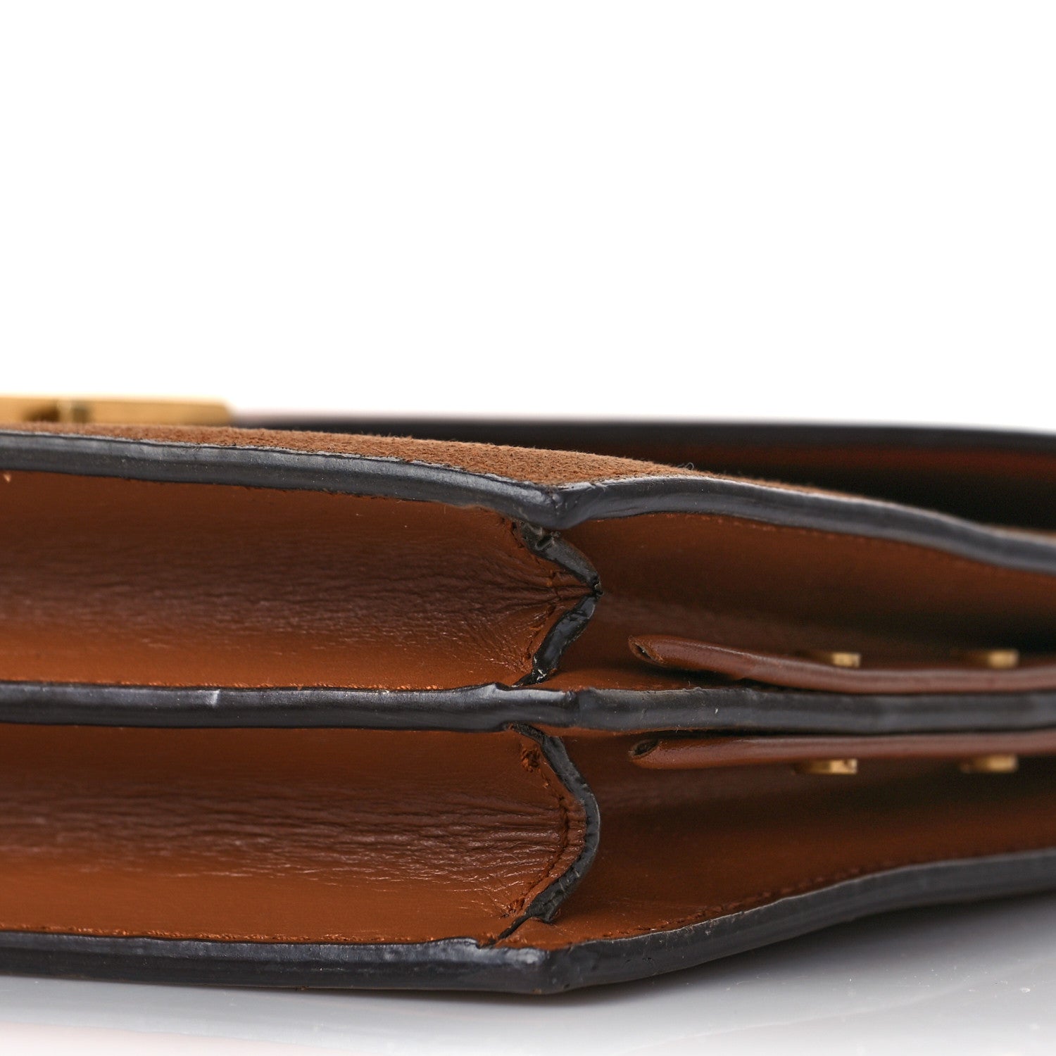 Saint Laurent Smooth Calfskin Suede Monogram Cassandra Clasp Bag Brown 8 of 8