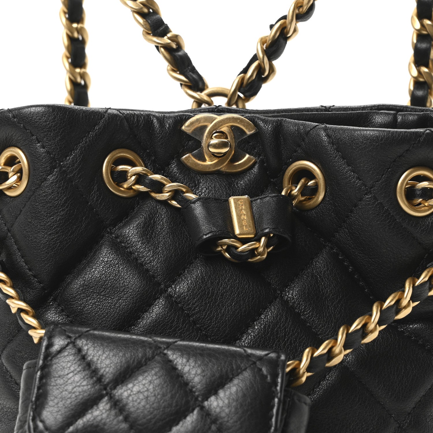 Chanel Calfskin Quilted Small CC Chain Bucket Backpack Black 8 of 10
