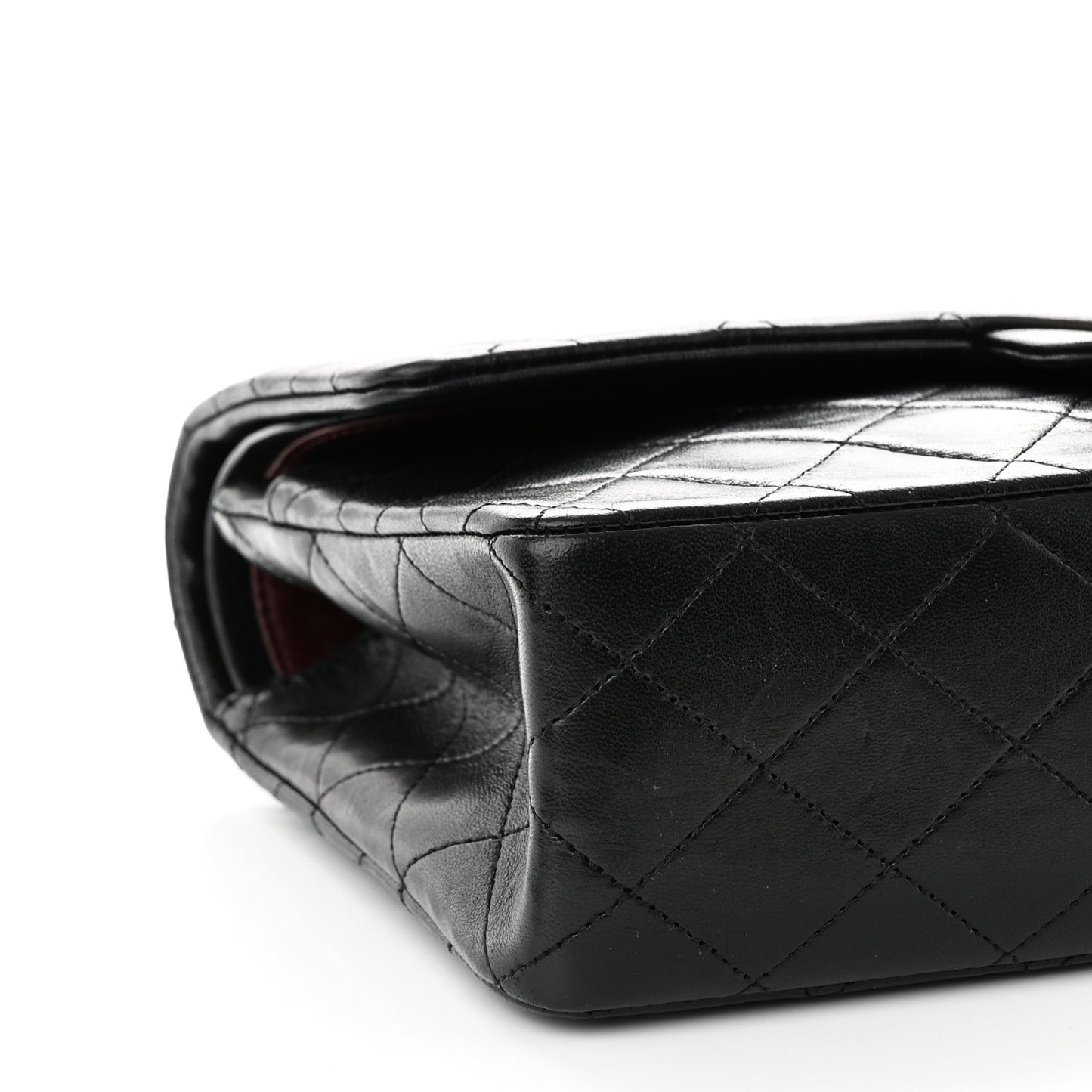 Lambskin Quilted Medium Double Flap Black