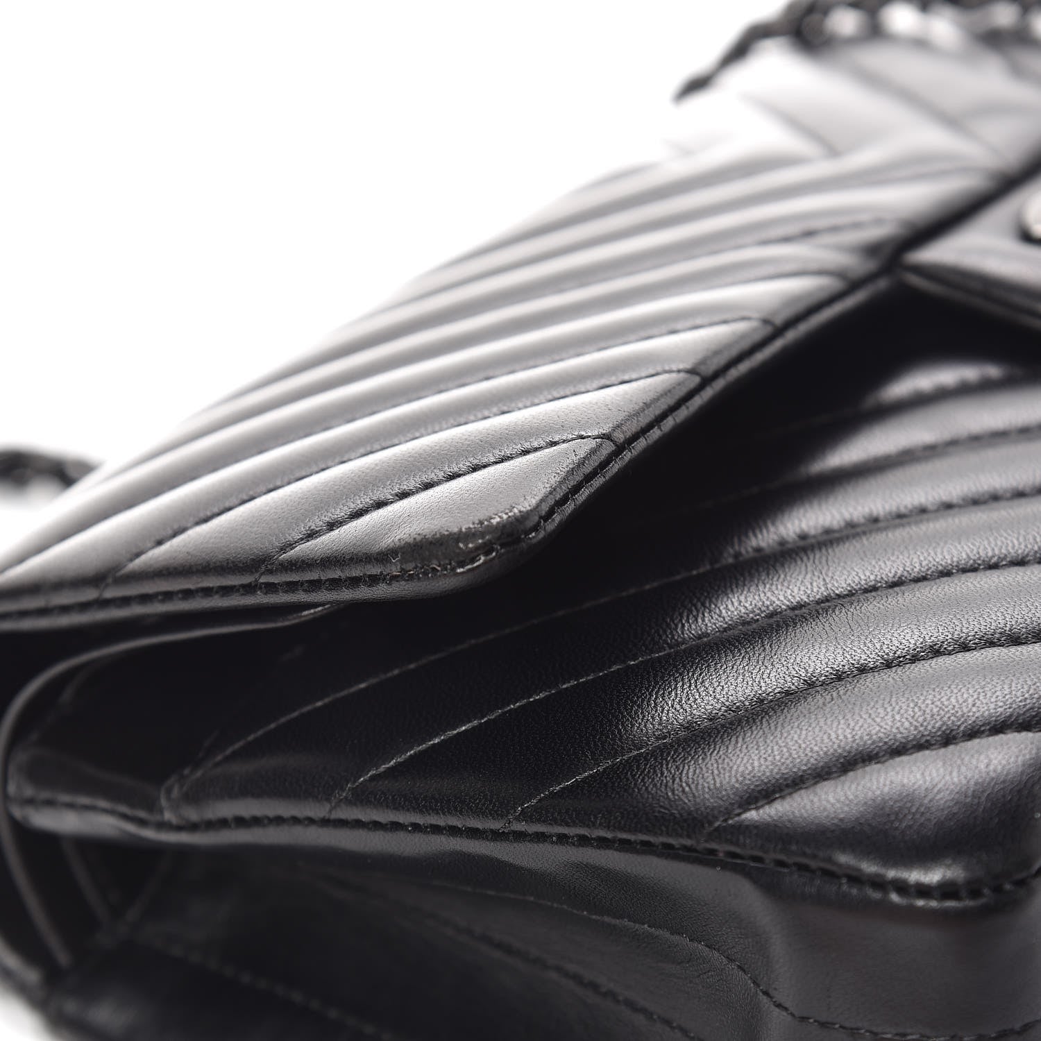 Chanel Lambskin Chevron Quilted Medium Double Flap So Black 18 of 21