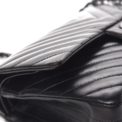 Chanel Lambskin Chevron Quilted Medium Double Flap So Black 18 of 21
