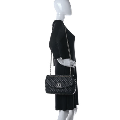 Balenciaga Calfskin Logo Matelasse M BB Chain Shoulder Bag Black 2 of 17