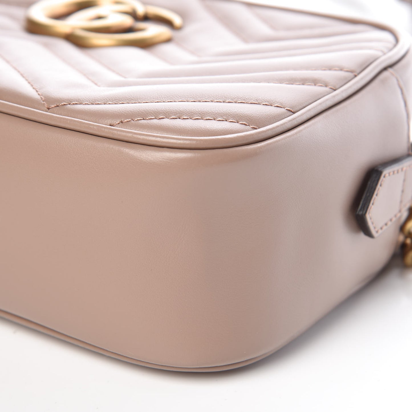 Calfskin Matelasse Small GG Marmont Chain Shoulder Bag Taupe