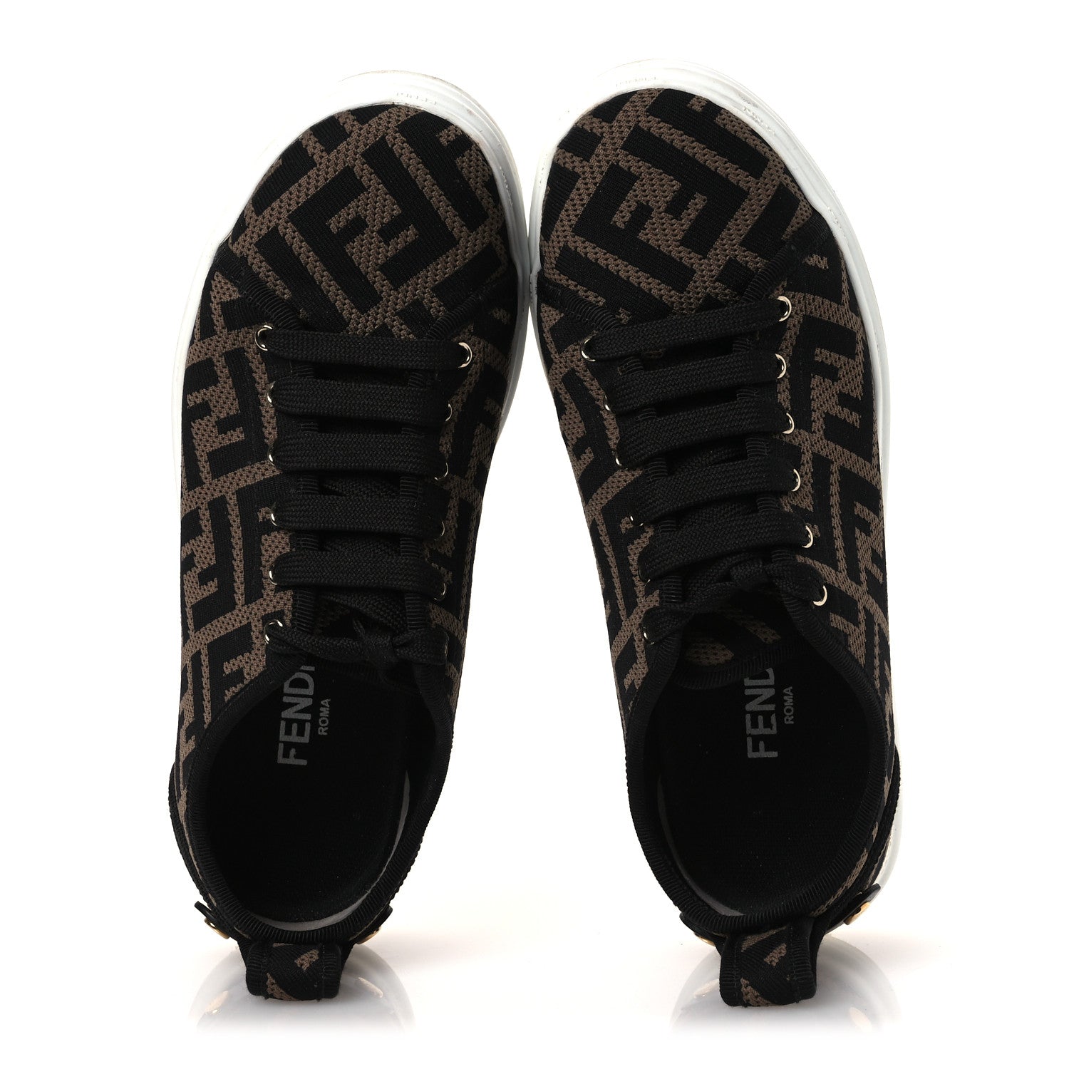 Fendi Fabric FF Micro-Perforated Rise Low Top Sneakers 36.5 Tobacco Black 2 of 12
