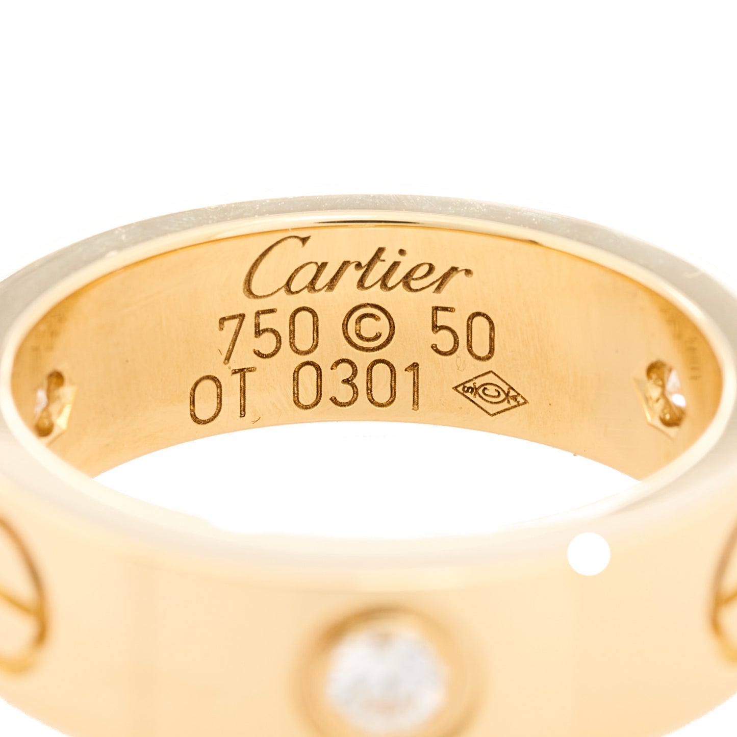 18K Yellow Gold 3 Diamond 5.5mm LOVE Ring 50 5.25