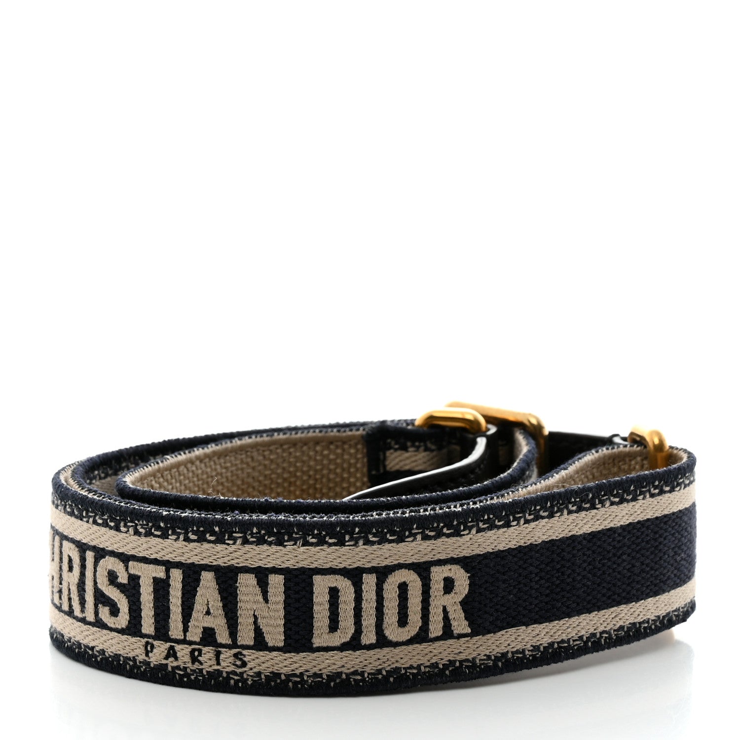 Christian Dior Canvas Embroidered Shoulder Strap Blue 2 of 5