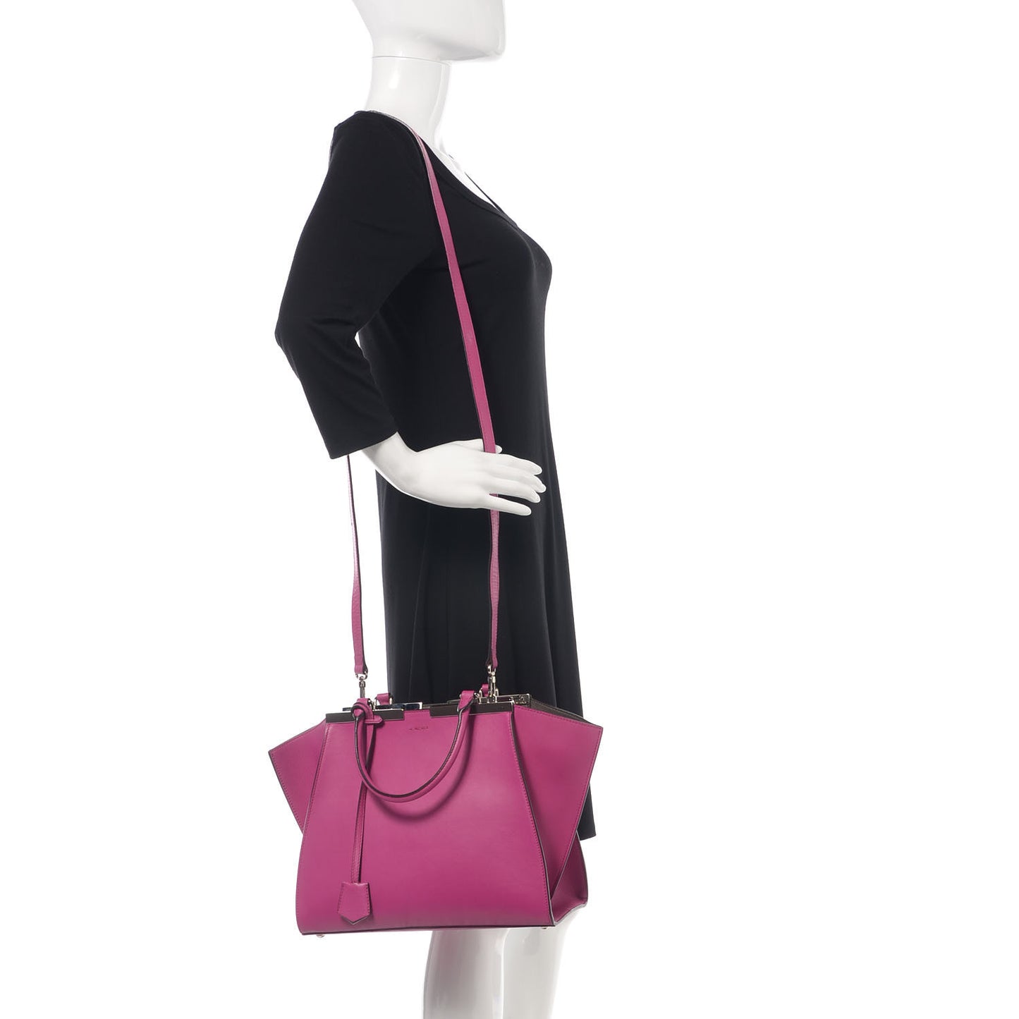 Vitello Dolce Shiny Nappa Petite 3Jours Tote Magenta Carbone