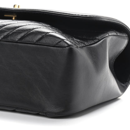 Chanel Calfskin Chevron Quilted Top Handle Flap Black 10 of 12