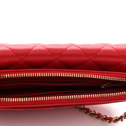 Chanel Caviar Quilted Flap Phone Holder With Chain Red 12 of 14
