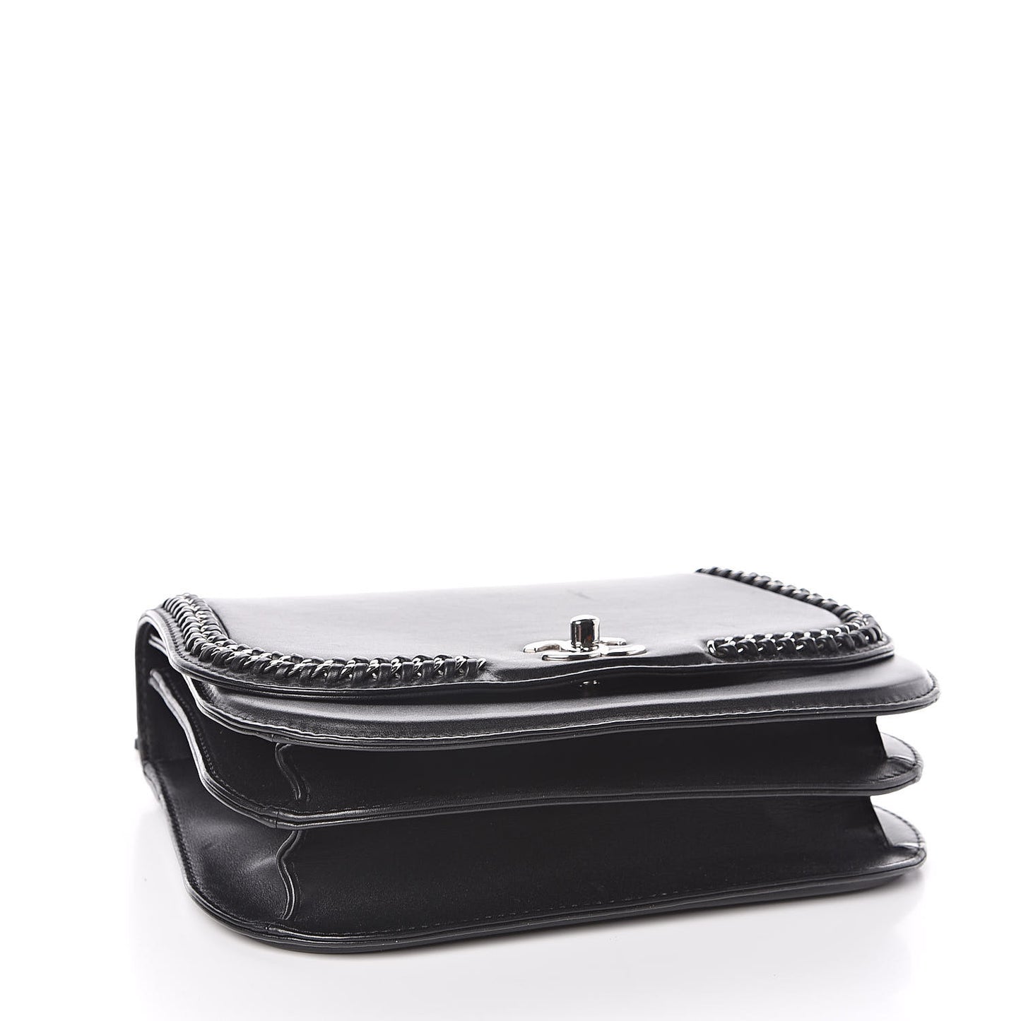 Calfskin Medium Braided Chic Flap Black