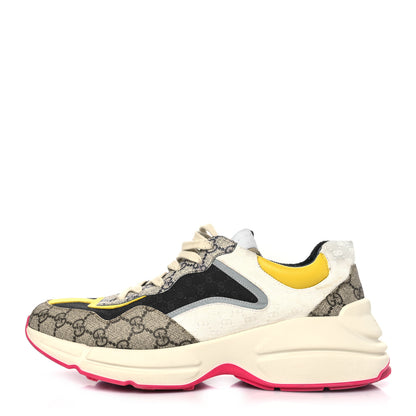 Gucci GG Supreme Monogram Mix Monogram Mens Rhyton Sneakers 10.5 London Blue Beige Sun Yellow 1 of 7