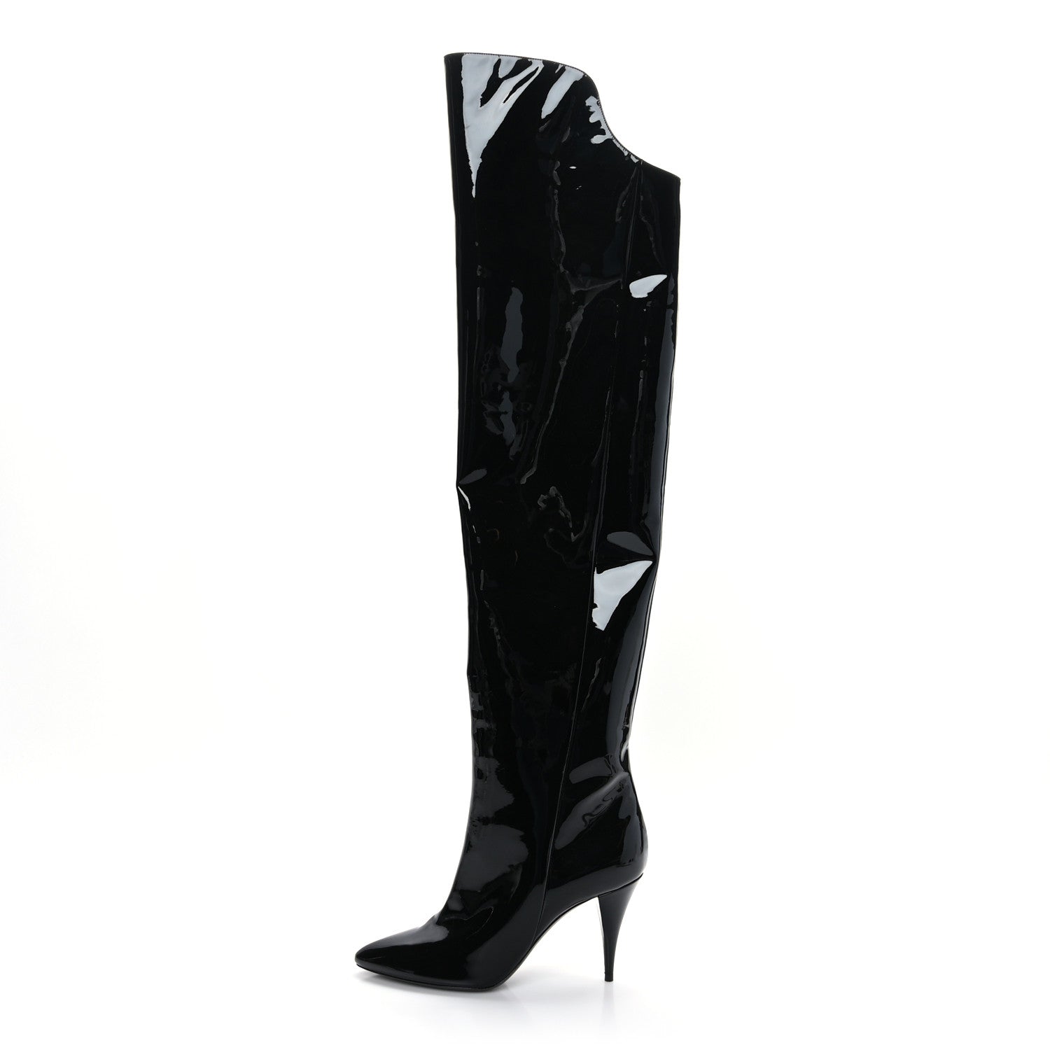 Saint Laurent Patent Kiki 85 Over The Knee Boots 38 Black 1 of 6
