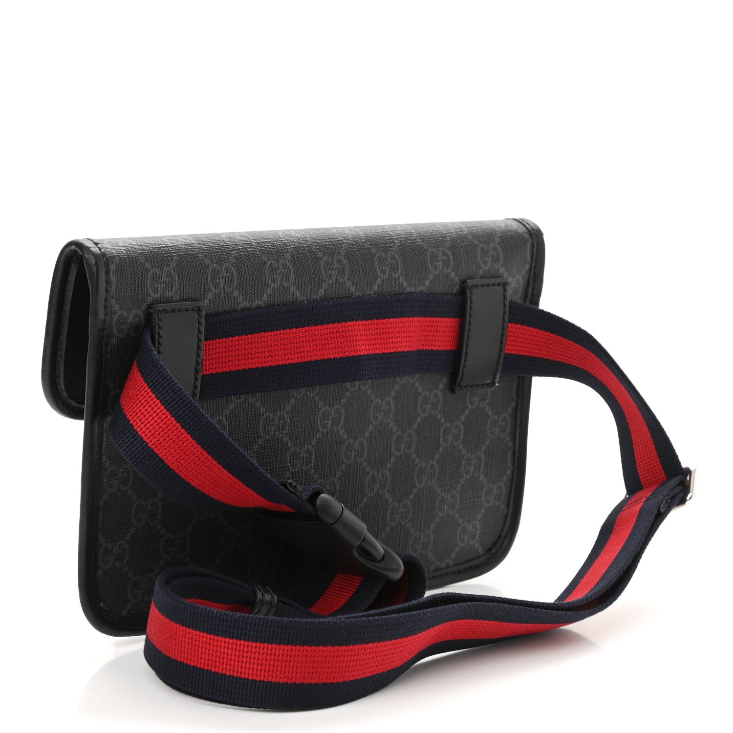 Gucci GG Supreme Monogram Web Slim Belt Bag Black Grey 3 of 10