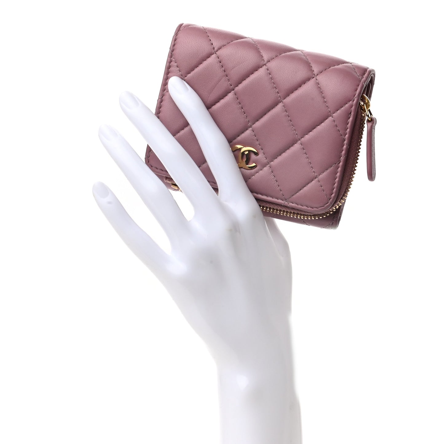 Lambskin Quilted Flap Wallet Light Purple