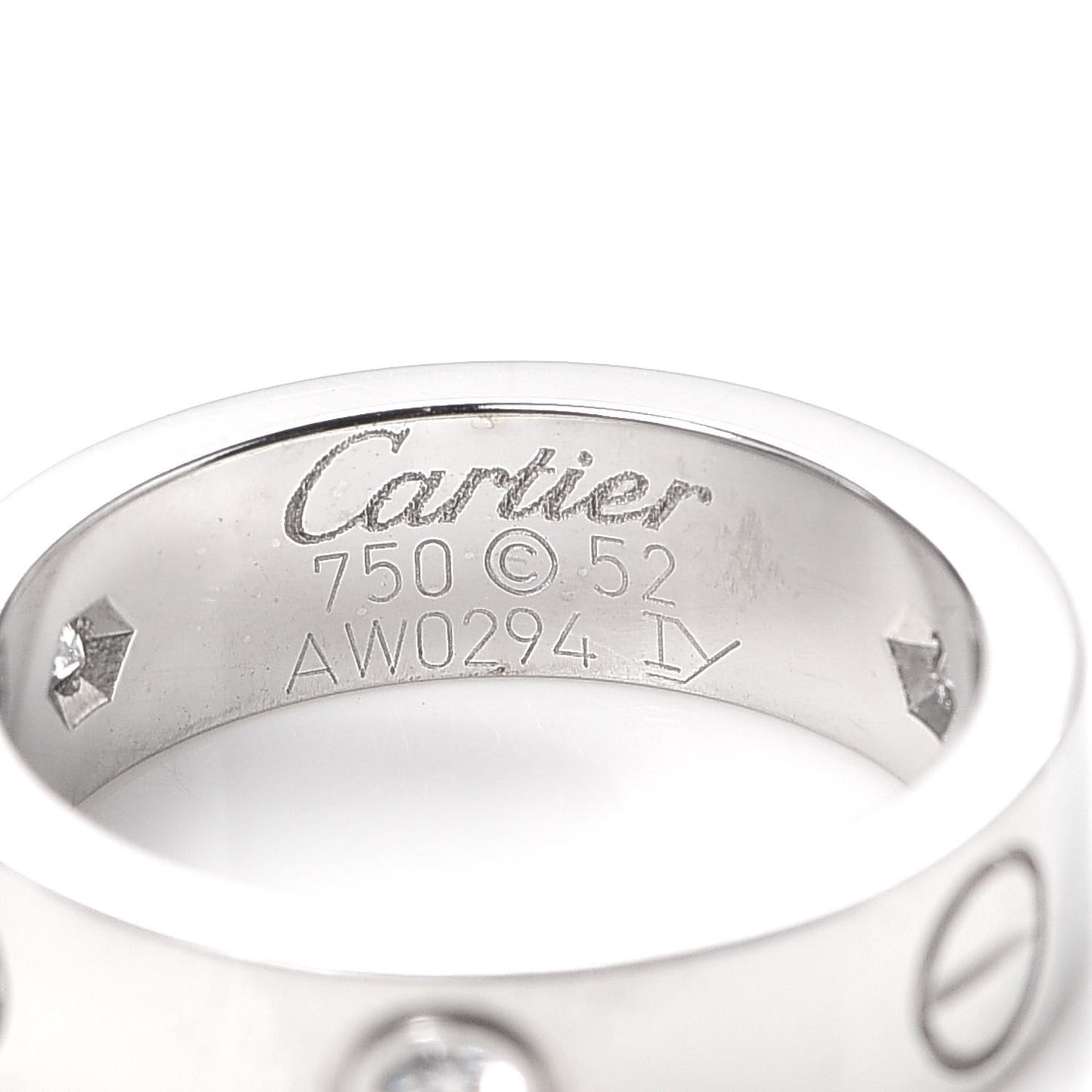 18K White Gold 3 Diamond 5.5mm LOVE Ring 52 6
