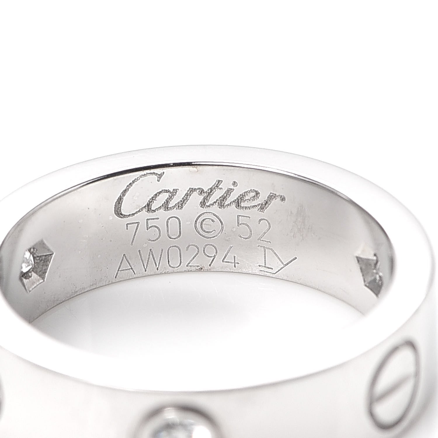 Cartier 18K White Gold 3 Diamond 5.5mm LOVE Ring 52 6 4 of 4