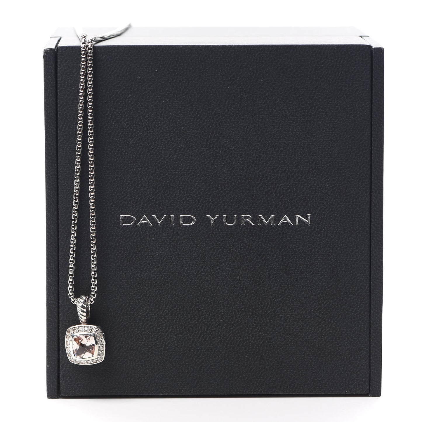 Sterling Silver Diamond Morganite 7mm Petite Albion Pendant Necklace