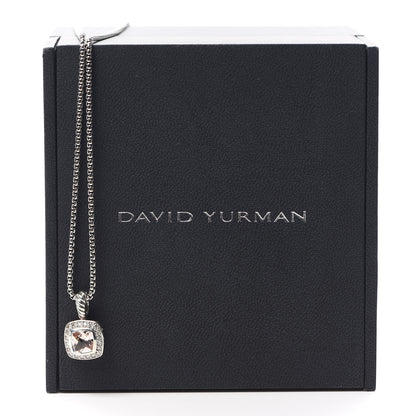 David Yurman Sterling Silver Diamond Morganite 7mm Petite Albion Pendant Necklace 6 of 6