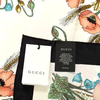 Gucci Silk Floral Scarf Ivory Black 3 of 4