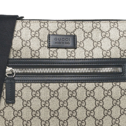 Gucci GG Supreme Monogram Web Medium Flat Messenger Beige Black New Acero 5 of 9