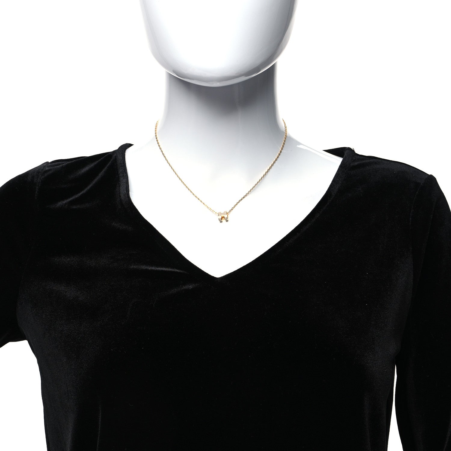 Hermes Lacquered Gold Mini Pop H Pendant Necklace Beige De Weimar 2 of 5