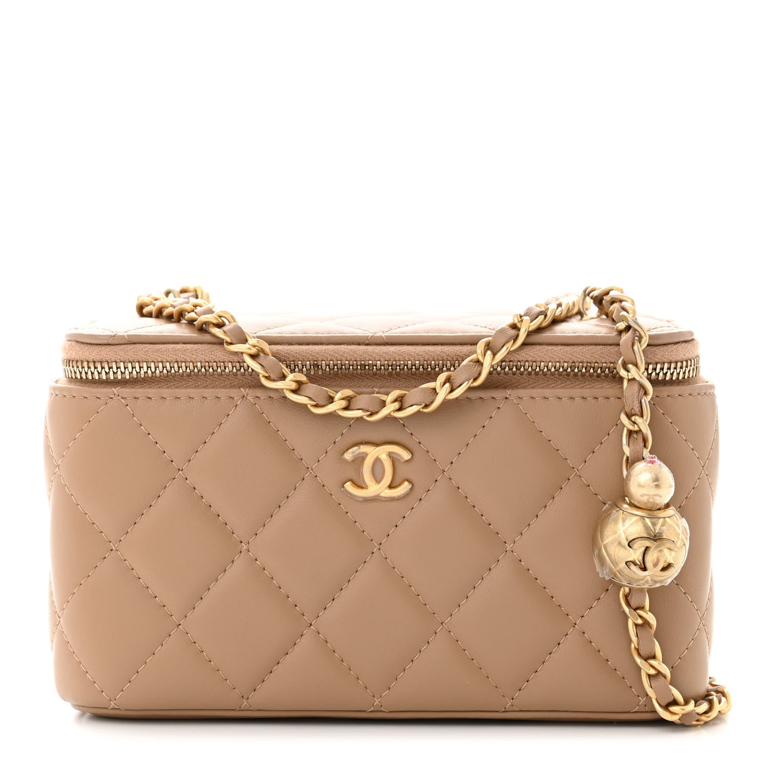 Chanel Lambskin Quilted Pearl Crush Small Vanity Case With Chain Beige 1 of 10
