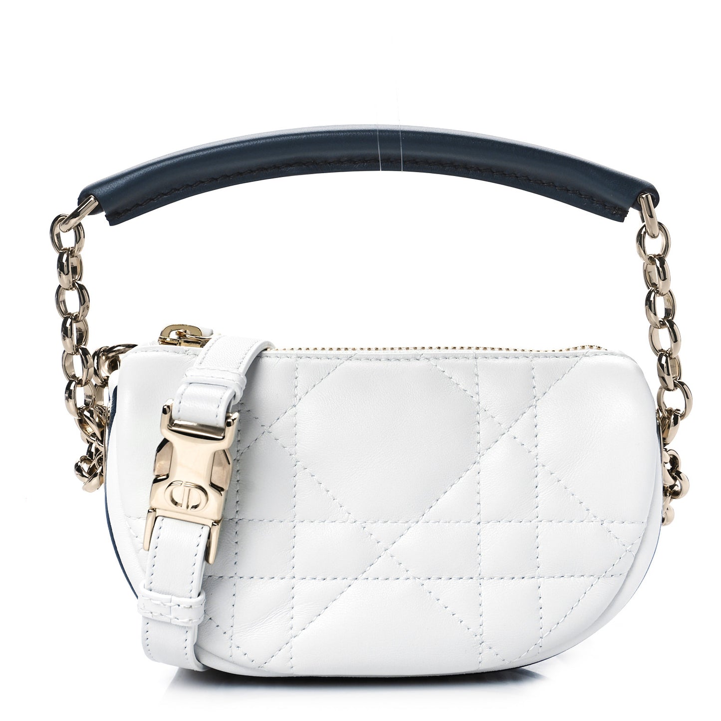 Lambskin Cannage Micro Dior Vibe Hobo Bag White