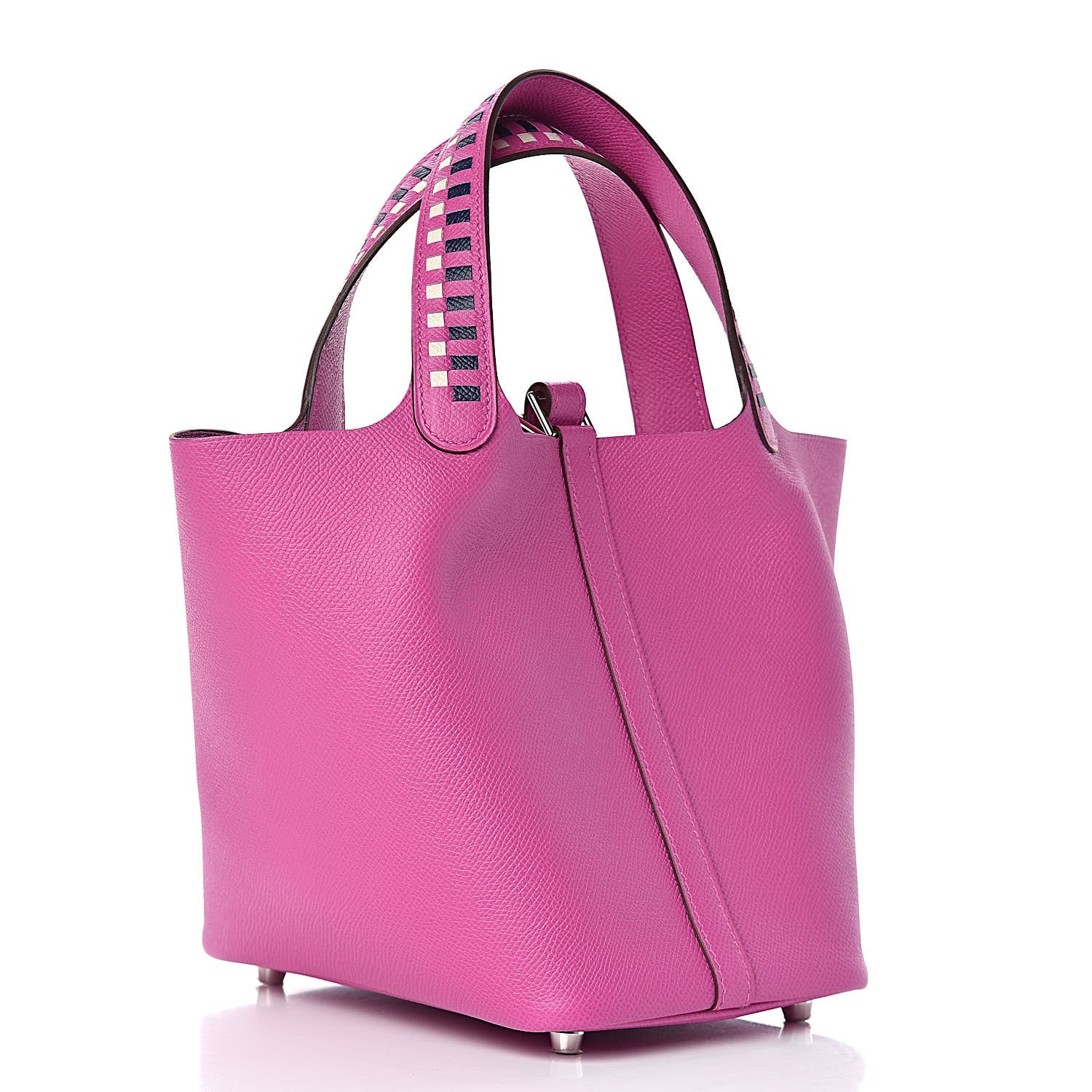 Hermes Epsom Tressage De Cuir Picotin Lock 18 PM Magnolia Bleu Saphir Craie 3 of 10