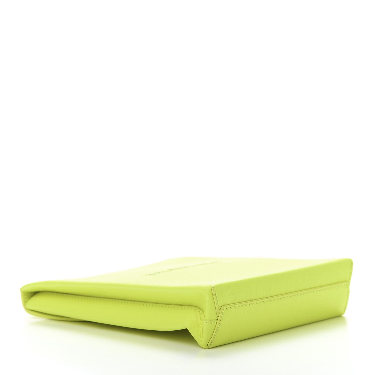 Squared Calfskin Logo Shopping Envelope Clutch Acid Green