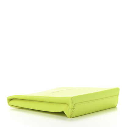 Balenciaga Squared Calfskin Logo Shopping Envelope Clutch Acid Green 4 of 7
