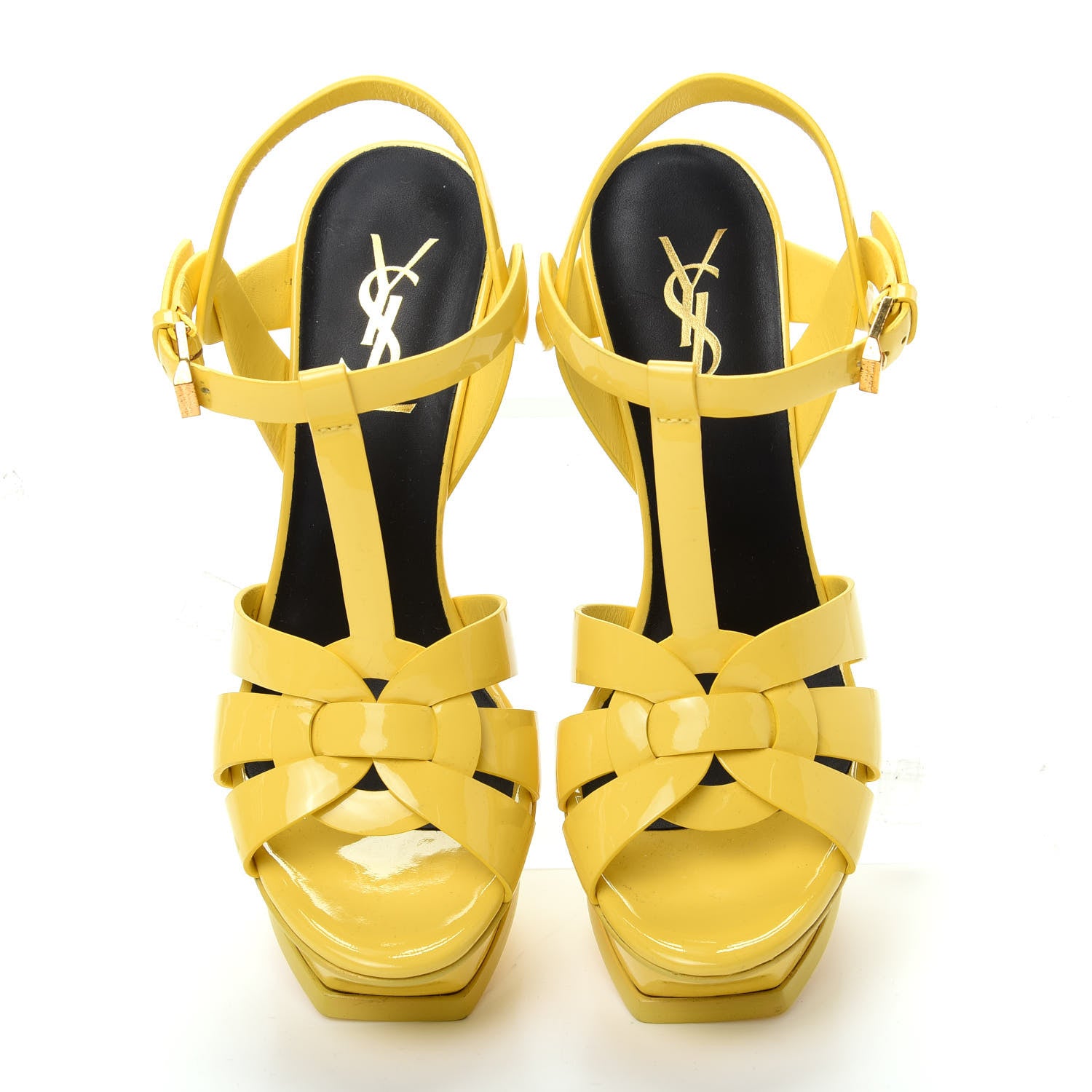 Saint Laurent Patent Tribute 105 Platform Sandals 35.5 Citron 5 of 11