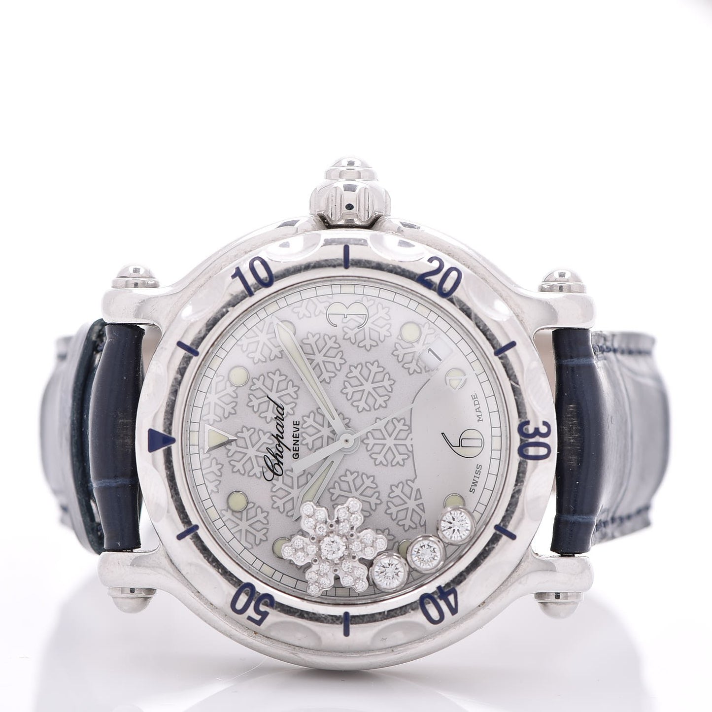 Stainless Steel Alligator Diamond 38mm Happy Sport Snowflake Quartz Watch