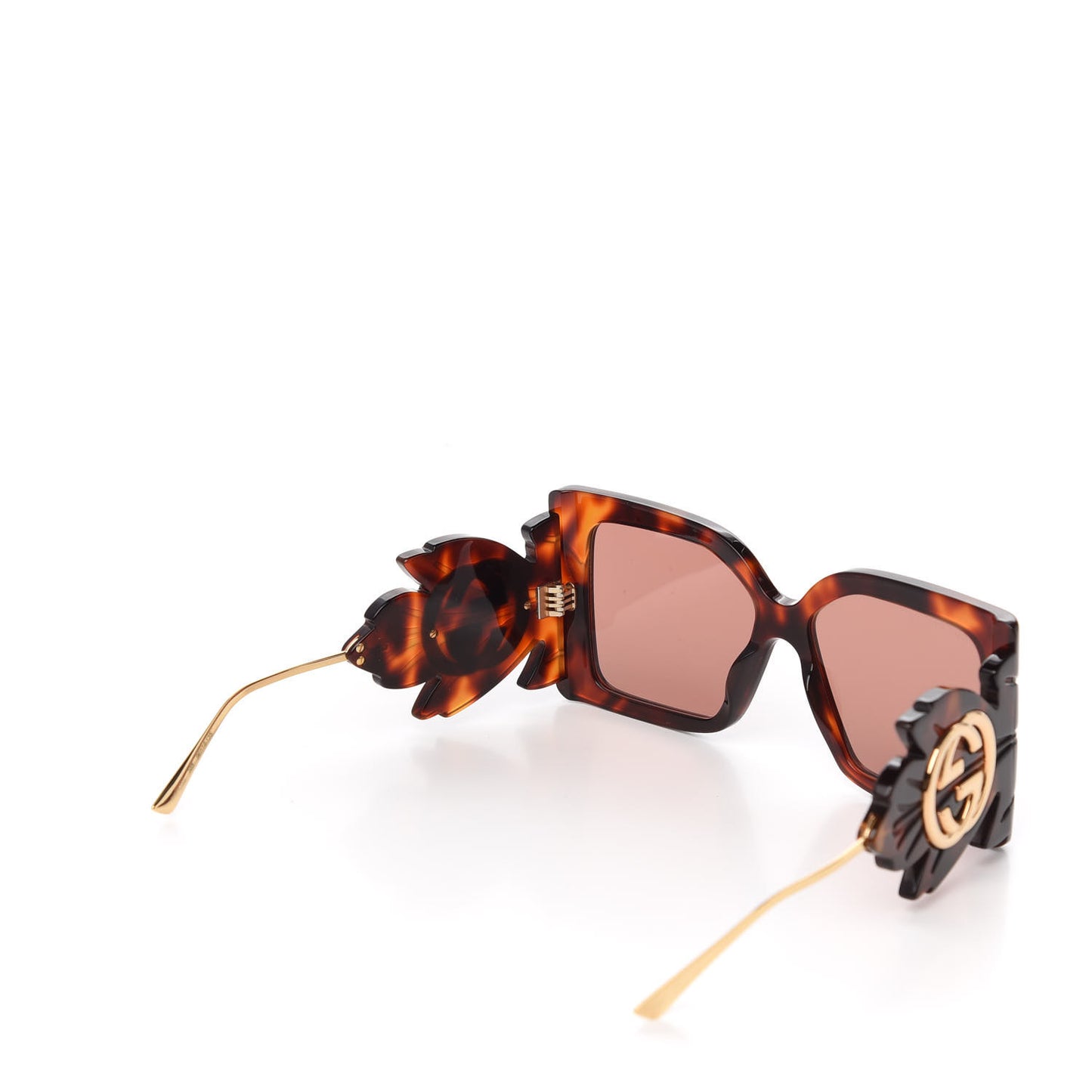 Acetate Square Frame Wing Sunglasses GG0535S Havana