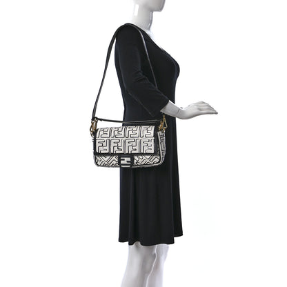 Fendi X JOSHUA VIDES Nappa FF Embossed Baguette White Black 3 of 9