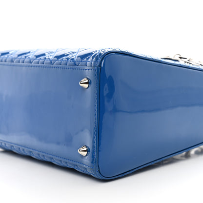Christian Dior Patent Cannage Medium Lady Dior Blue 8 of 11