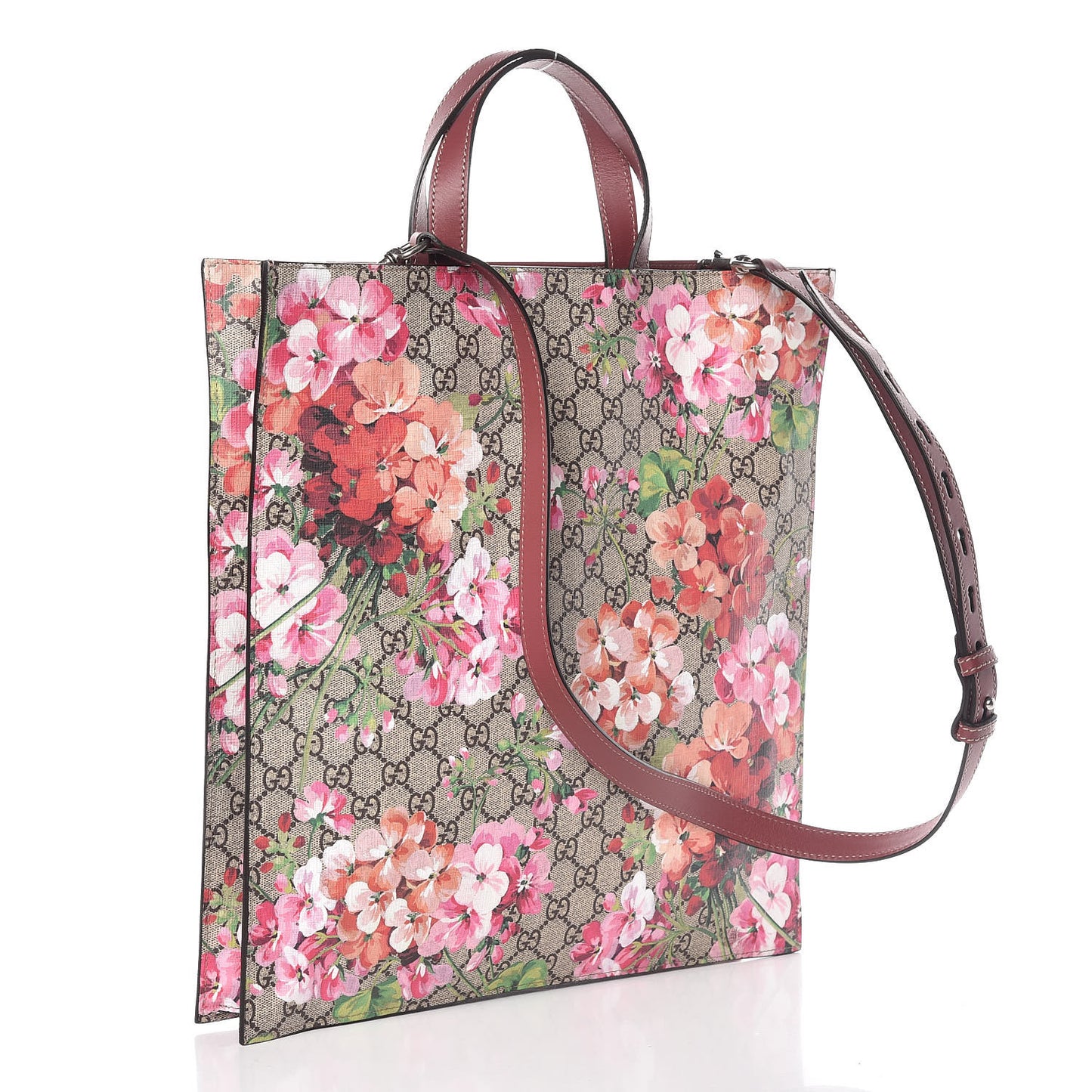 Soft GG Supreme Monogram Blooms Vertical Tote Beige Multicolor Dry Rose