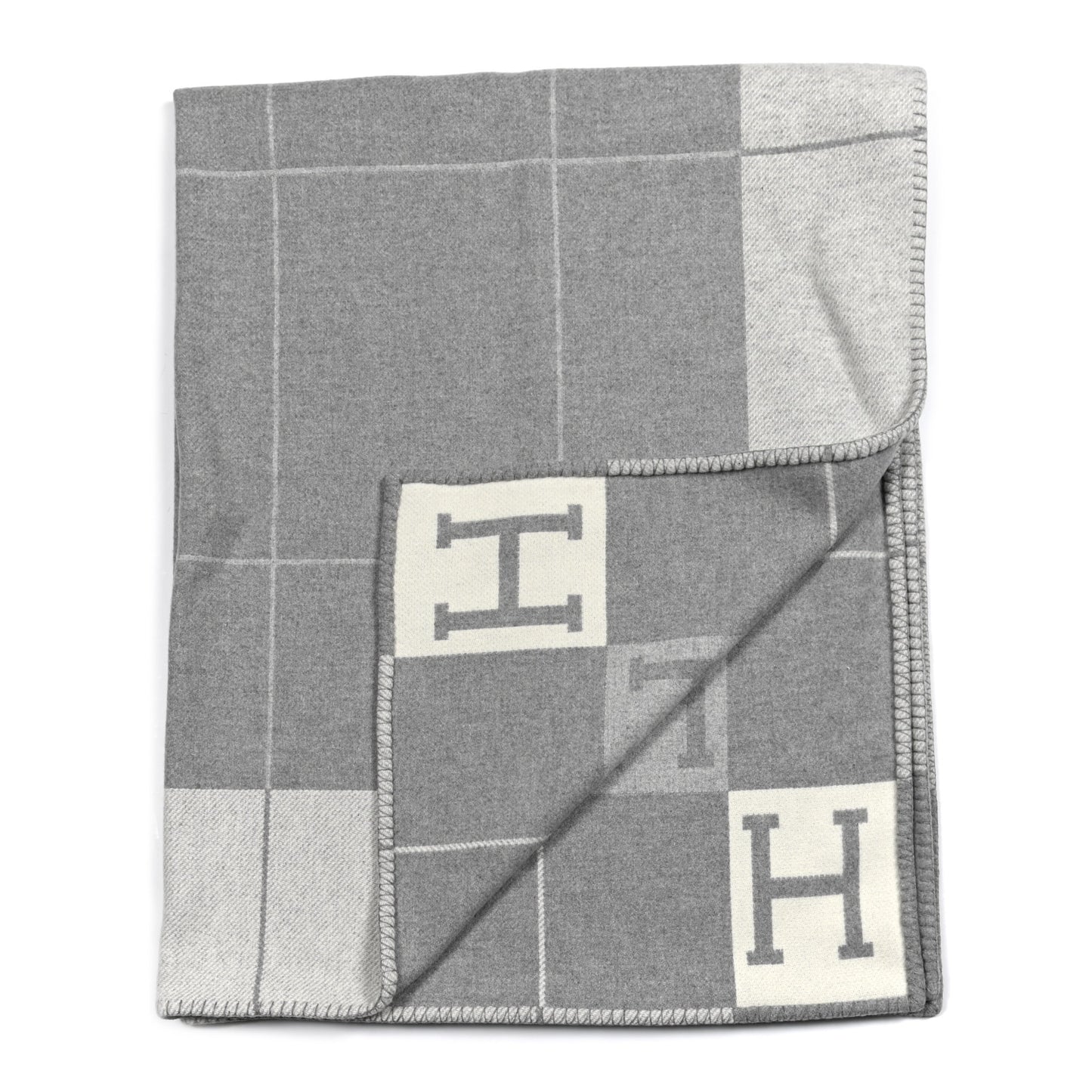 Wool Cashmere Avalon III Blanket Ecru Gris Clair