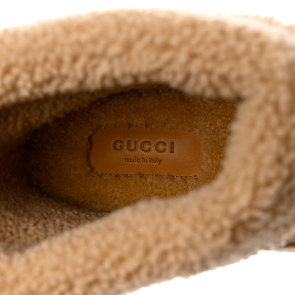 Gucci Covered Wool GG Monogram Womens Fria Horsebit Ankle Boots 41 Beige Ebony Butterscotch 6 of 8