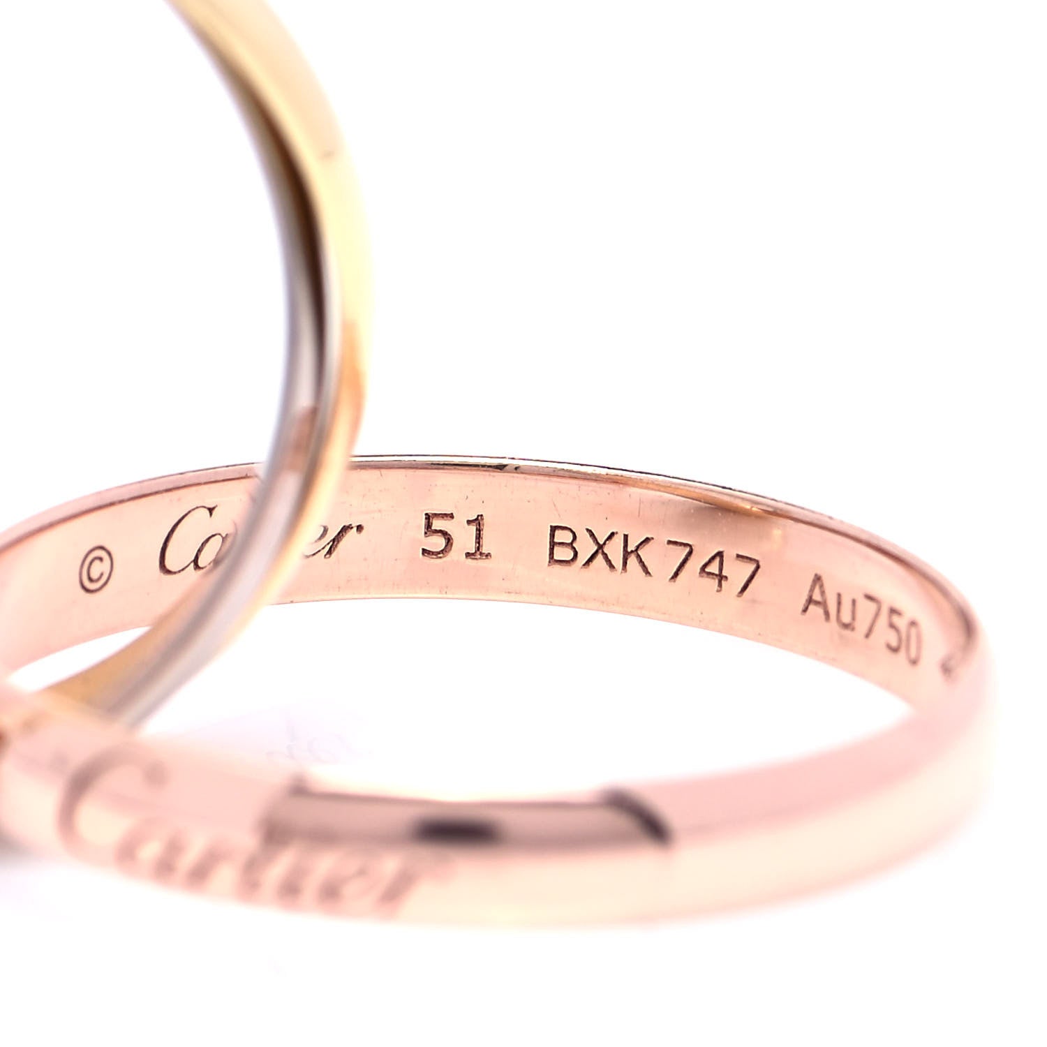 Cartier 18K Pink Yellow White Gold Classic Trinity Ring 51 5.75 8 of 10