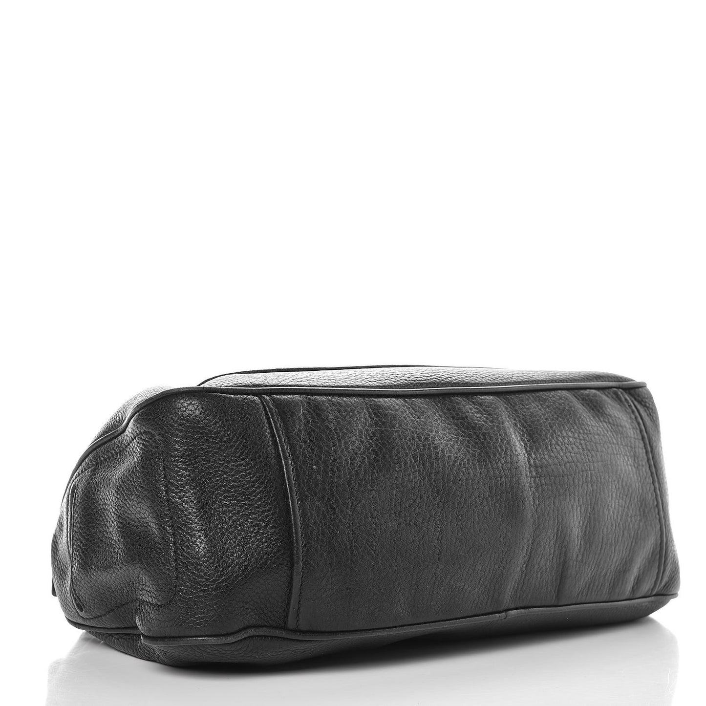 Vitello Daino Buckle Shoulder Bag Black