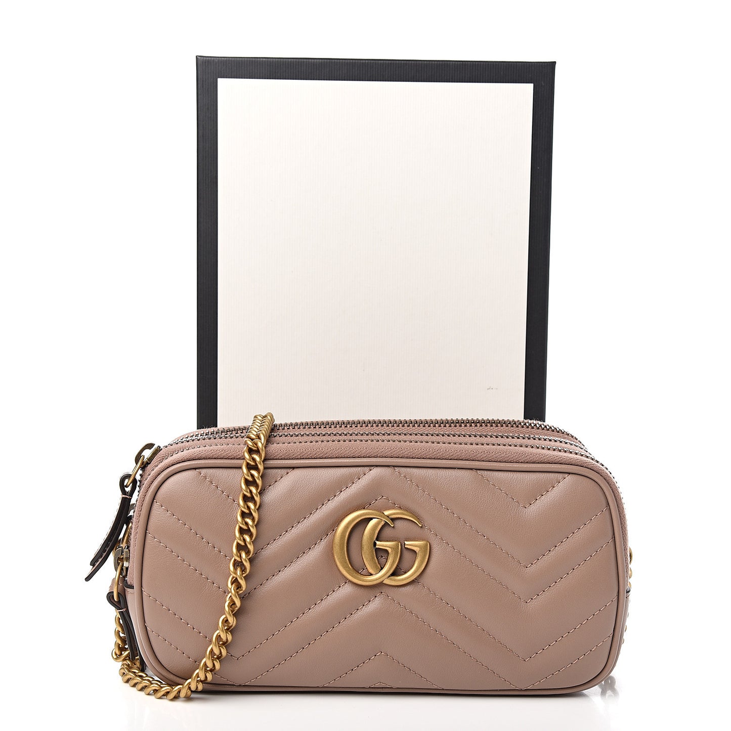 Calfskin Matelasse Mini GG Marmont Chain Crossbody Bag Porcelain Rose