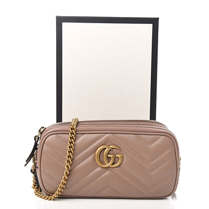 Gucci Calfskin Matelasse Mini GG Marmont Chain Crossbody Bag Porcelain Rose 12 of 12