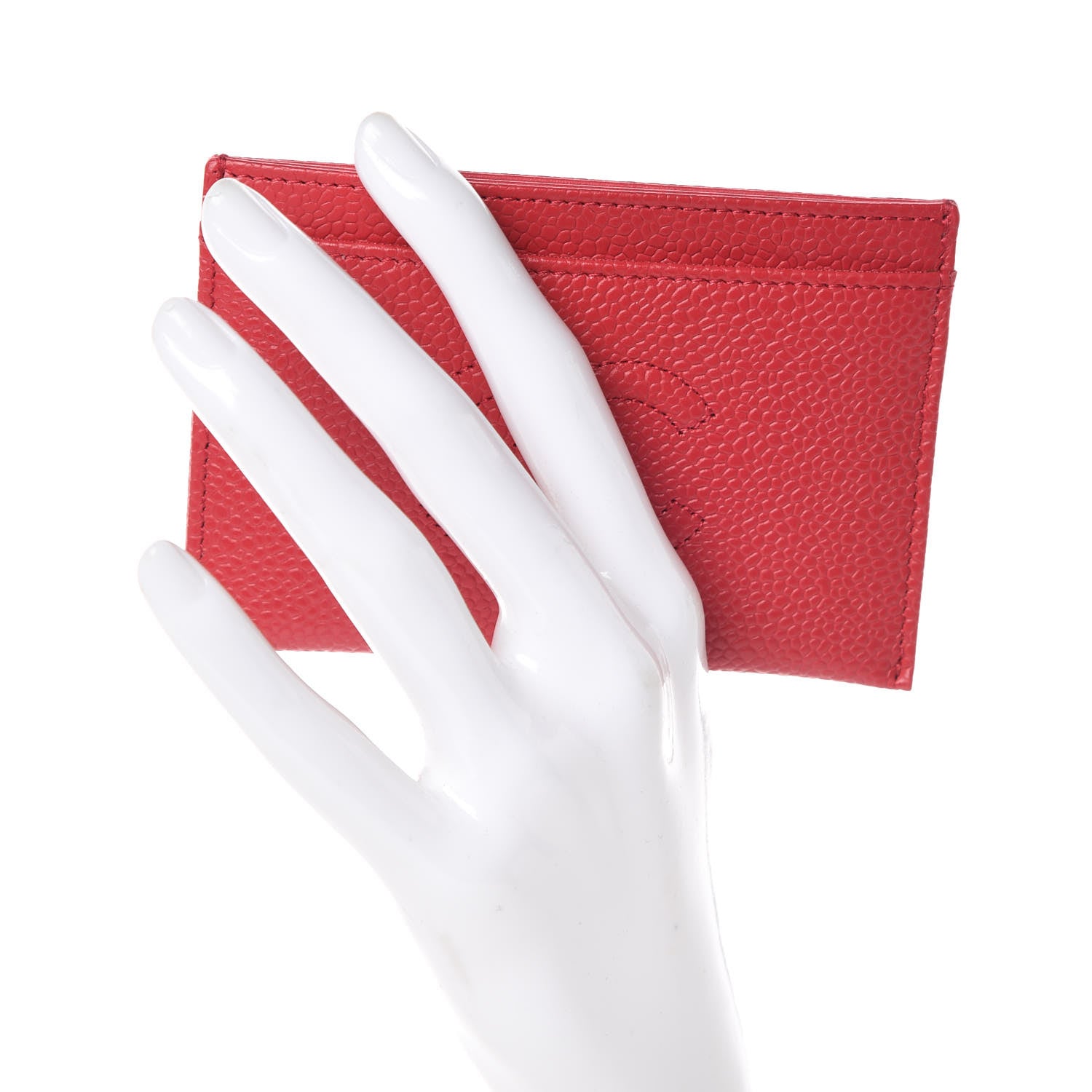 Chanel Caviar Timeless CC Card Holder Wallet Dark Red 2 of 9