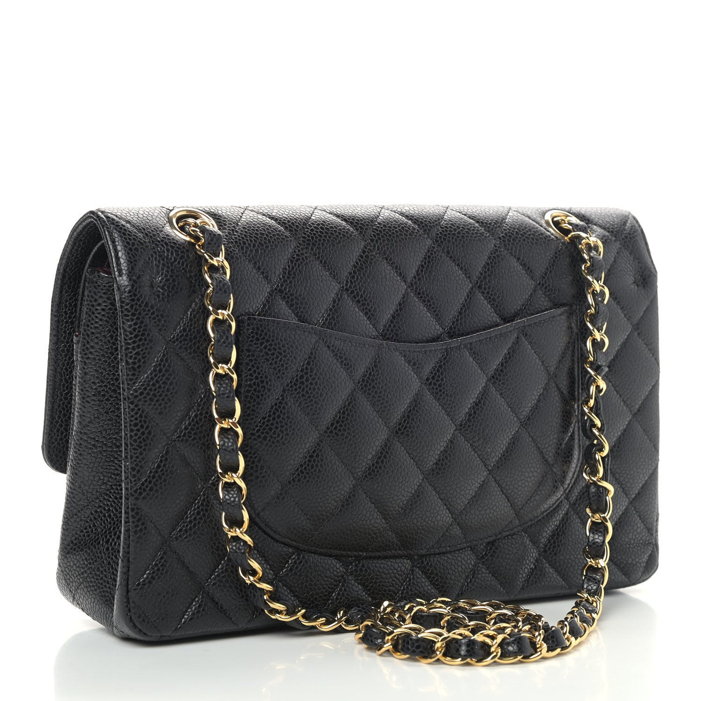 Caviar Quilted Medium Double Flap Black