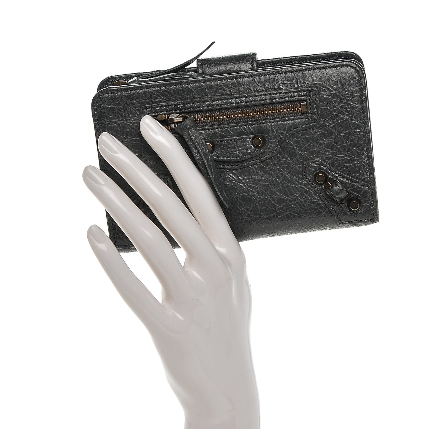 Agneau Classic Hardware Continental Zip Around Wallet Gris Tarmac