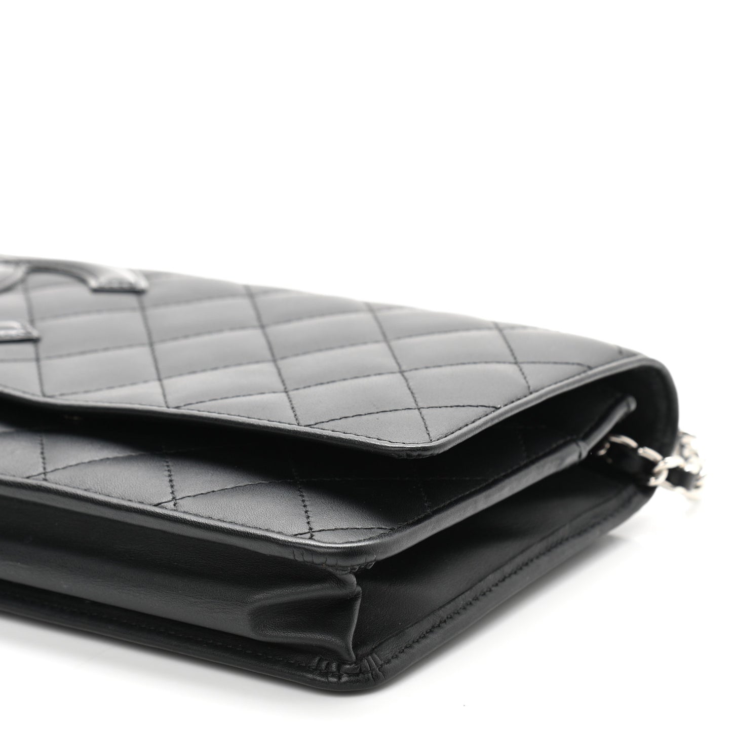 Calfskin Quilted Cambon Wallet On Chain WOC Black