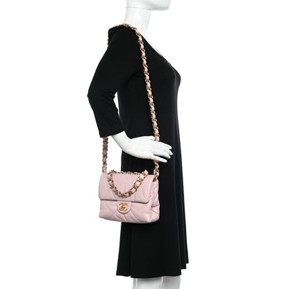 Chanel Lambskin Quilted Small Chain Top Handle Flap Rose Clair 2 of 15
